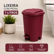 Lixeira Redonda 7L com Pedal e Tampa Prime Plas Verde Bege ou Vinho Cozinha Banheiro Escritório Casa Lixeira Redonda 7L com Pedal e Tampa Prime Plas Verde Bege ou Vinho Cozinha Banheiro Escritório Casa