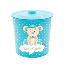 Lixeira Redonda Bebê Com Tampa 3 Litros Plástico Azul - Monte Libano