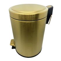 Lixeira Redonda Dourada Fosca Greta em Aço Inox com Pedal 12L Lixeira Redonda Dourada Fosca Greta em Aço Inox com Pedal 12L