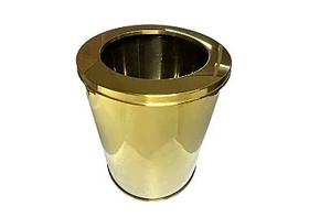 Lixeira Redonda Dourada Rafaella em Aço Inox com Tampa Aro 15L