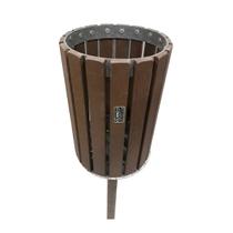 Lixeira redonda em madeira plástica maciça marrom com 40l 100% reciclada 1,5m / lc-24c Lixeira redonda em madeira plástica maciça marrom com 40l 100% reciclada 1,5m / lc-24c