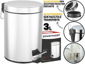 Lixeira Redonda Inox 3 Litros Para Cozinha Banheiro Lavabo Escritório Com Cesto Removível