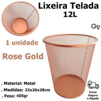 Lixeira Redonda Metal Aramado 12L Rose Gold