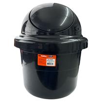 Lixeira redonda multiuso 15l com tampa basculante preta 0830