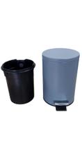 Lixeira Redonda Pedal 5 Litros Aço Cinza Matte Resistente Durável Elegante Funcional Abertura Pedal Tampa Higiênica