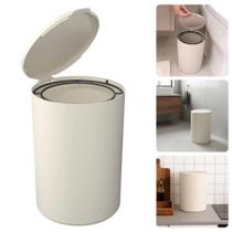 Lixeira Redonda Pia Cozinha Banheiro Lavabo 5 Litros Off White Esconde Sacolinhas