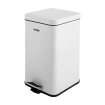 Lixeira retangular 12 litros inox branca vonder