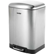 Lixeira Retangular, 12 Litros, Inox, Cinza, Vonder OstenVonder
