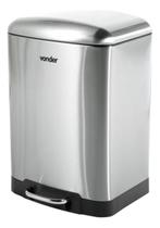 Lixeira Retangular 12 Litros Inox Cinza Vonder