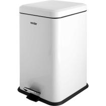 Lixeira retangular, 20 litros, inox, branca, VONDER