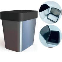 Lixeira Retangular 2,5 Lts Para Cozinha Label Metalizado