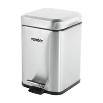 Lixeira retangular 3 litros inox cinza vonder