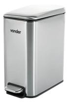 Lixeira Retangular 5,0 Litros Inox Cinza - Vonder Cinza Lixeira Retangular 5,0 Litros Inox Cinza - Vonder Cinza