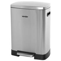 Lixeira Retangular 50 Litros Inox Cinza Vonder com Tampa e Pedal