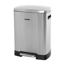 Lixeira retangular 50 litros inox cinza vonder