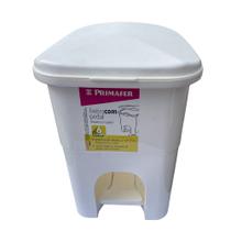 LIXEIRA RETANGULAR c Pedal BRANCA 6L PR10162 - PRIMAFER