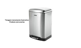 Lixeira Retangular com Amassados 12 Litros Inox Cinza Outlet Lixeira Retangular com Amassados 12 Litros Inox Cinza Outlet