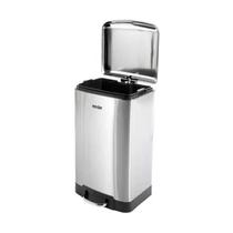 Lixeira Retangular Com Pedal e Balde Plástico Removível 12L Inox Vonder