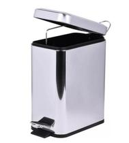 Lixeira Retangular Com Pedal Slim Inox 5 Litros Praticidade Lixeira Retangular Com Pedal Slim Inox 5 Litros Praticidade