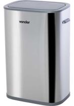 Lixeira Retangular Com Sensor De Abertura, 55 Litros, Inox, Cinza, Vonder