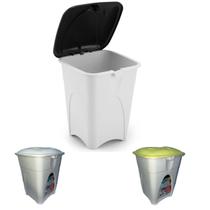 Lixeira Retangular De Plástico Com Tampa Click Colors 4,5L