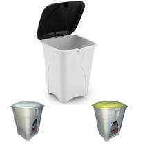 Lixeira Retangular De Plástico Com Tampa Click Colors 4,5L