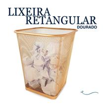 Lixeira Retangular Dourado Ouro 12l para Loja Escritorio Top - Markys Store