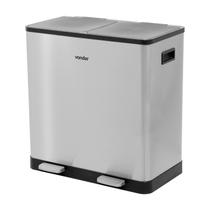 Lixeira retangular dupla 30 litros inox cinza vonder Lixeira retangular dupla 30 litros inox cinza vonder