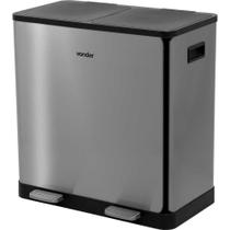 Lixeira Retangular Dupla 30 Litros Inox Cinza Vonder Lixeira Retangular Dupla 30 Litros Inox Cinza Vonder