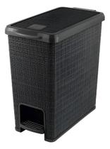 Lixeira Retangular Juta Preta Com Pedal 12 Litros Nitron