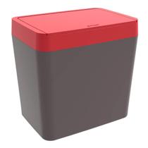 Lixeira Retangular Pequena 5L de Cozinha Crippa Cesto de Lixo Pia Escritório Chumbo e Vermelho Lixeira Retangular Pequena 5L de Cozinha Crippa Cesto de Lixo Pia Escritório Chumbo e Vermelho