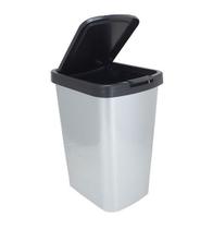 Lixeira Retangular Prata com Tampa Click de Plástico Label 9L Lixeira Retangular Prata com Tampa Click de Plástico Label 9L
