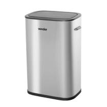 Lixeira retangular sensor de abertura 55 litros inox vonder