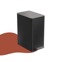 Lixeira Retangular Slim 10L preta c/ pedal tampa acab. escovado Solo