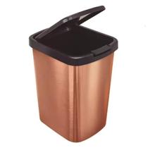 Lixeira rose gold com tampa clik cesto de lixo 9 litros