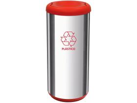 Lixeira Selecta 40L Inox com Tampa Vermelha - Tramontina