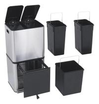 Lixeira Seletiva De Inox Delinea 3 Compartimentos, 50 Litros