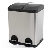 Lixeira Seletiva Dupla Inox Office Healer Simple 2 divisórias de 15L Lixeira Seletiva Dupla Inox Office Healer Simple 2 divisórias de 15L