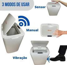 Lixeira Sensor Inteligente Automática 14 Litros Proxi Recarregável Banheiro Cozinha Lixo - vijodi