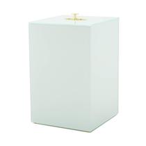 Lixeira simp.vidro branco+tampa+puxado metal 30x20x20 Lixeira simp.vidro branco+tampa+puxado metal 30x20x20