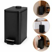 Lixeira slim 5 litros preta com pedal tampa soft fechamento suave balde removivel luxo cozinha lavabo