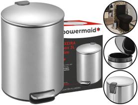 Lixeira Slim Aço Inox 3 Litros Com Alça Para Cozinha Lavabo Pia Escritório Powermaid