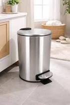 Lixeira Slim em Inox 12 Litros com Pedal Powermaid Design Moderno para Cozinha e Banheiro Casa Decoração