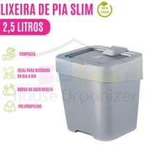 Lixeira Slim P/ Pia 2,5l Compacta P/ Resíduos Diários C/ Tampa P/ Cozinha Material Resistente Cozinha
