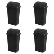 Lixeira Sterilite Kit com 4 Unidades 13 Gal Preto com Tampa Basculante Lixeira Sterilite Kit com 4 Unidades 13 Gal Preto com Tampa Basculante
