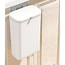 Lixeira Suspensa Multiuso 9L Com Tampa Retrátil Sem Furo Porta Armário Para Cozinha Banheiro