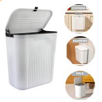 Lixeira Suspensa Pendurável Tampa Retrátil Cozinha 9L Armário Pendurar Suporte Inteligente Chão