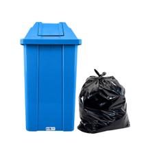 Lixeira Tampa Basculante Azul 100 L + 20 Sacos de Lixo