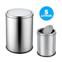 Lixeira Tampa Basculante Em Aço Inox 5 L