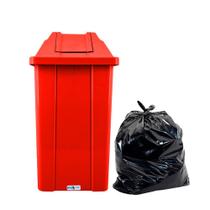 Lixeira Tampa Basculante Vermelha 100 L + 20 Sacos de Lixo